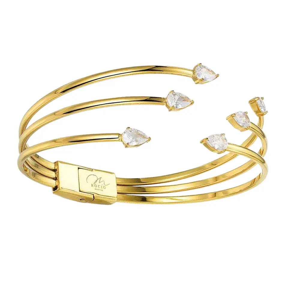 Brazalete de acero tres hilos con circonita 1