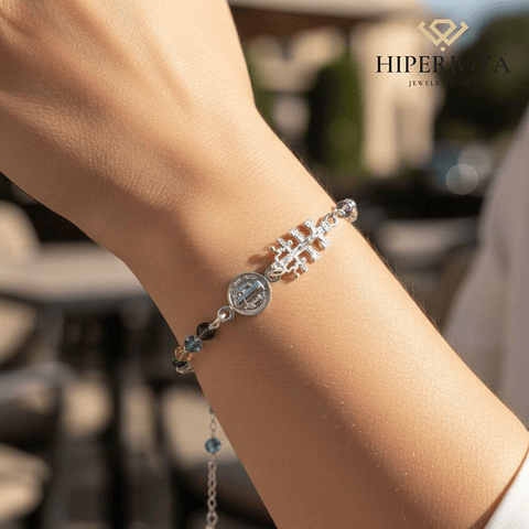 Pulsera Cruz de caravaca y San Benito 