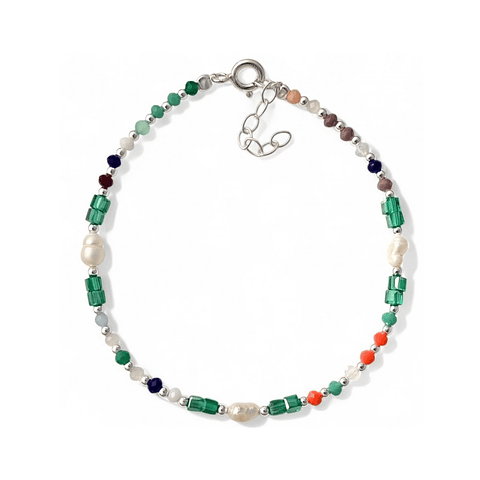 Pulsera con piedras de colores combinadas