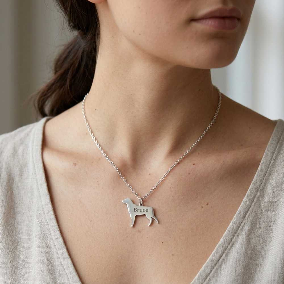 Gargantilla de perro bretón personalizada plata 2