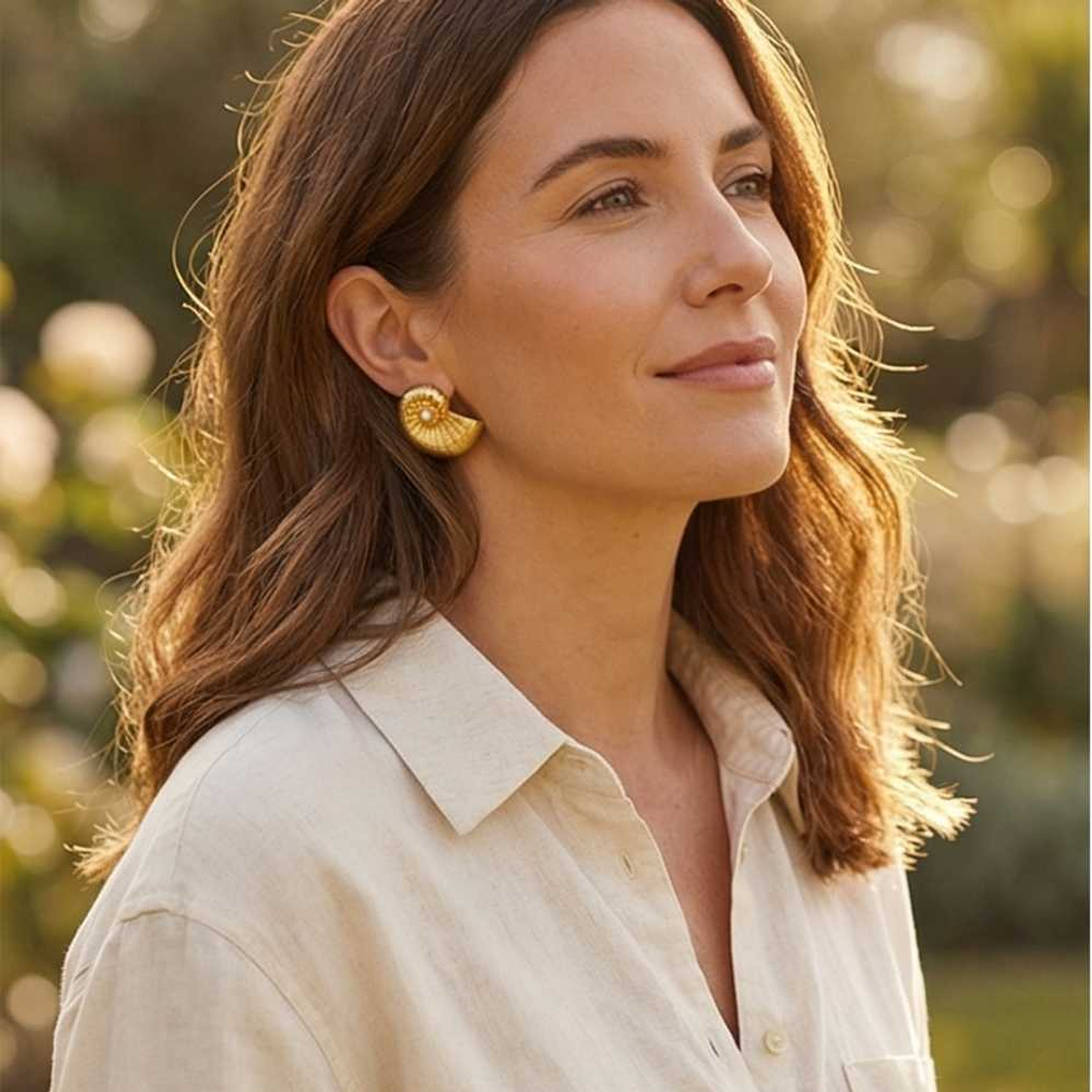 Pendientes de caracola con perla sintética 3