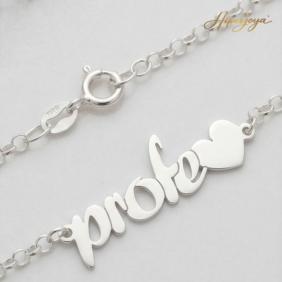 Pulsera personalizada profe plata 2