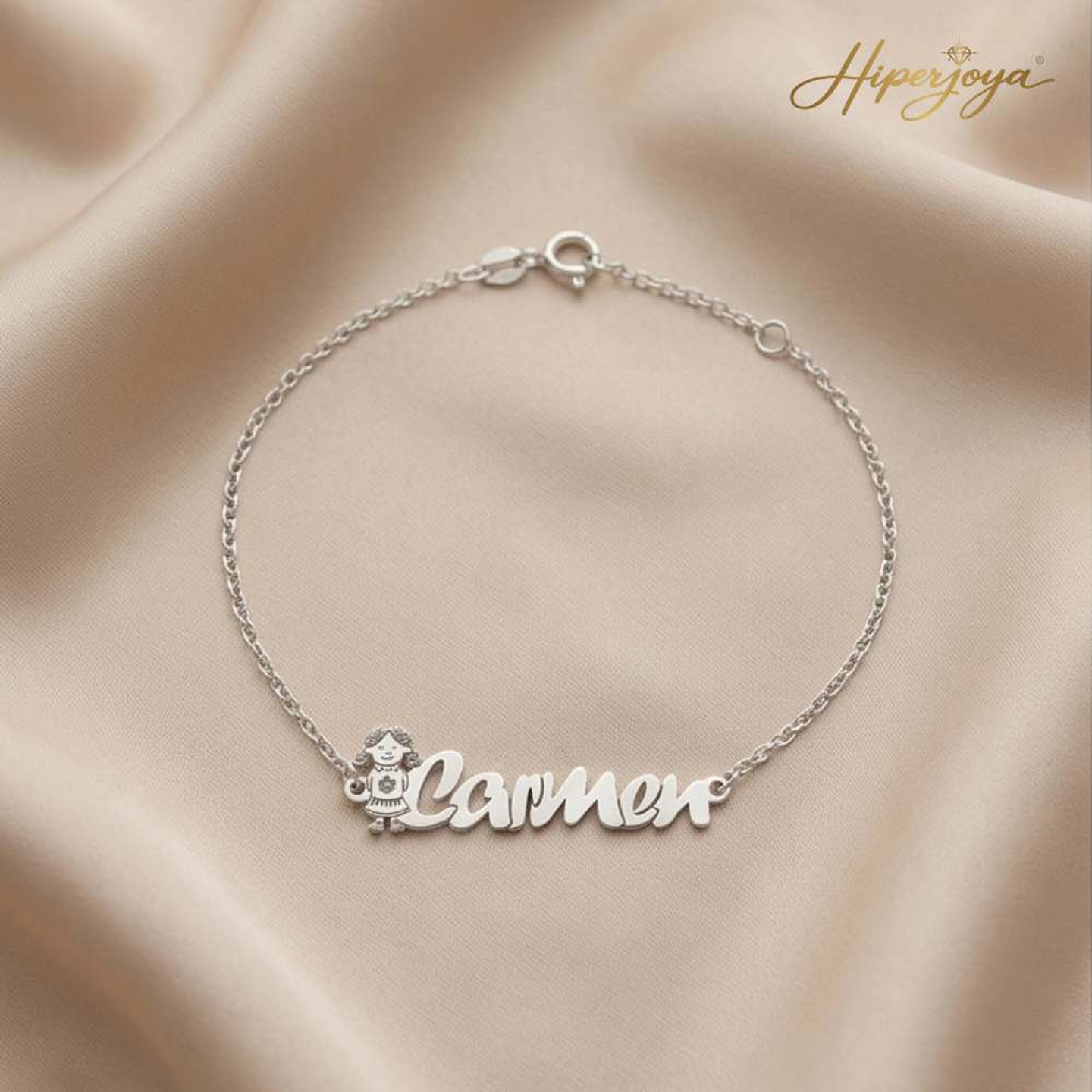Pulsera personalizada nombre de niña plata  3