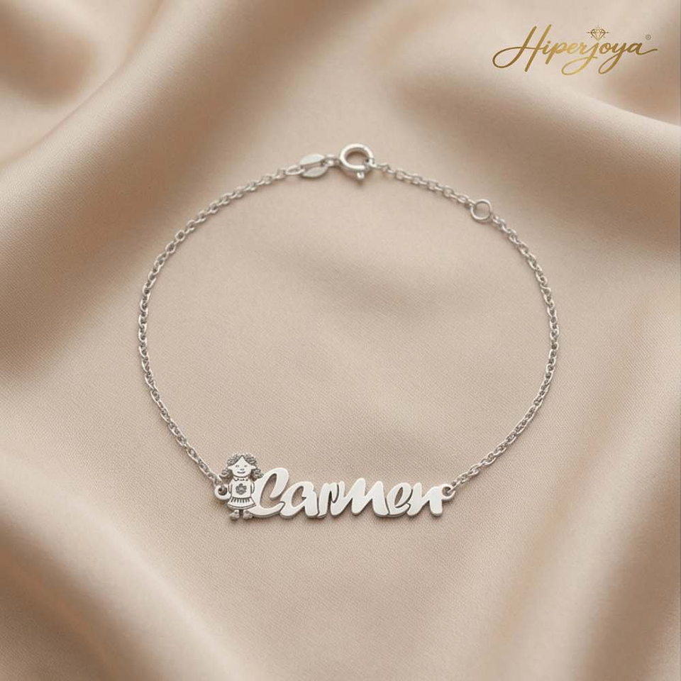 Pulsera personalizada nombre de niña plata  3
