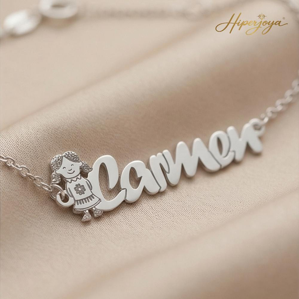 Pulsera personalizada nombre de niña plata  1
