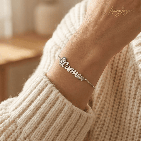 Pulsera personalizada nombre de niña plata 