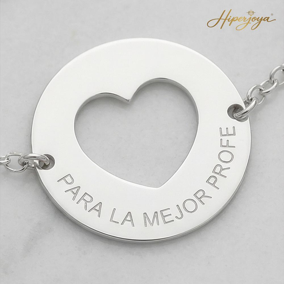 Pulsera personalizada para la mejor profe plata 3
