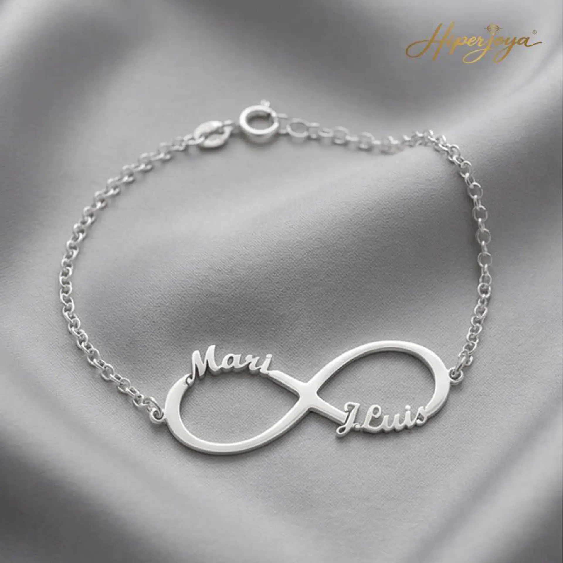 Pulsera personalizada nombres infinito parejas plata 4