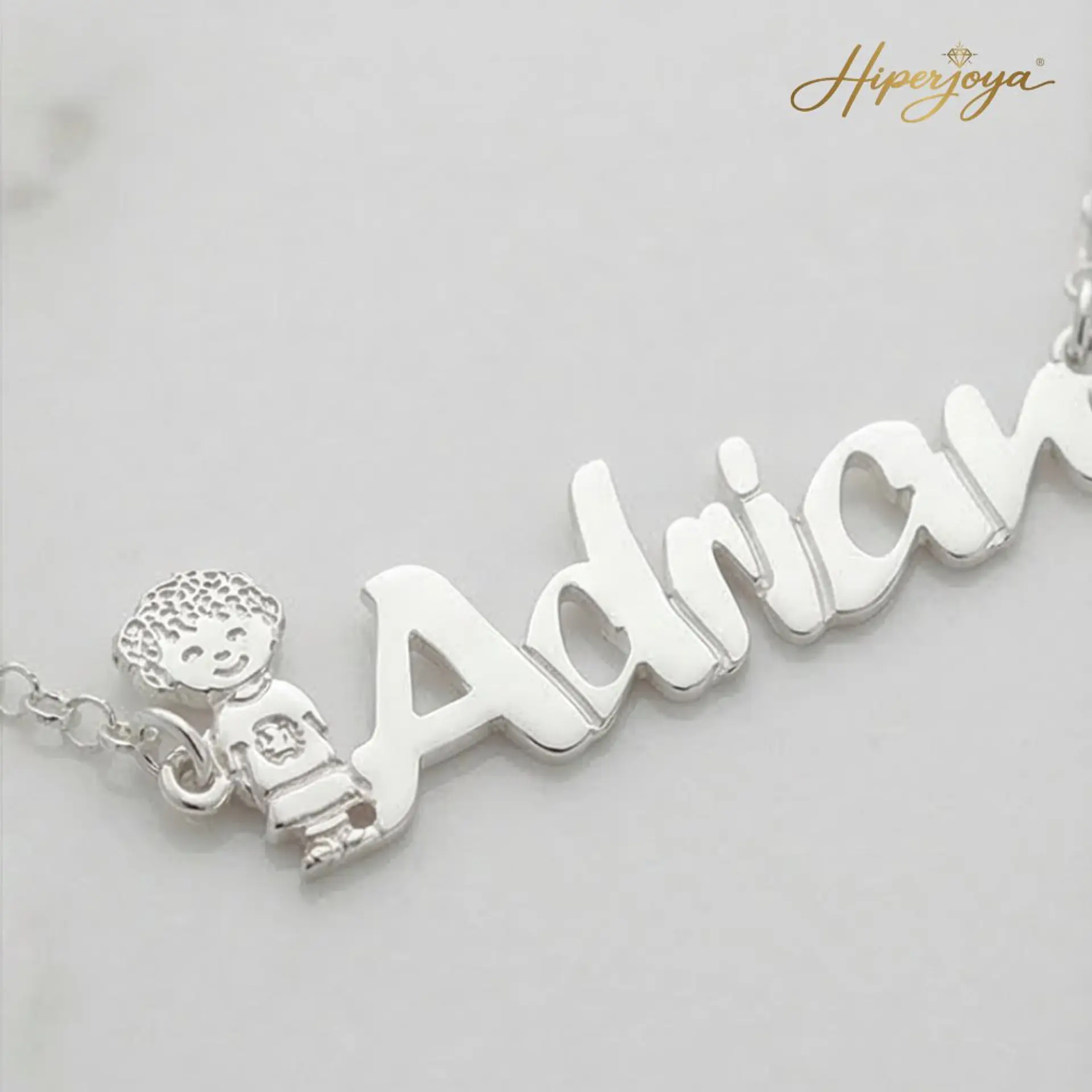Pulsera personalizada nombre de niño plata 3