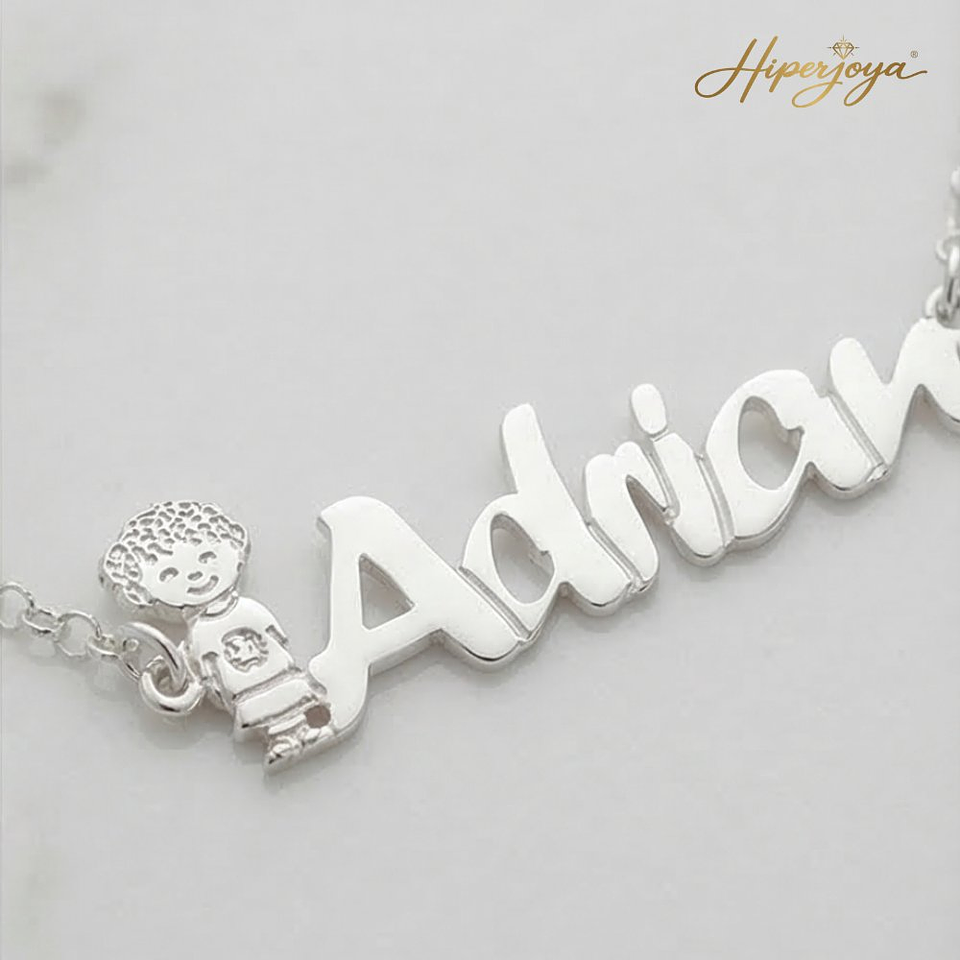 Pulsera personalizada nombre de niño plata 3