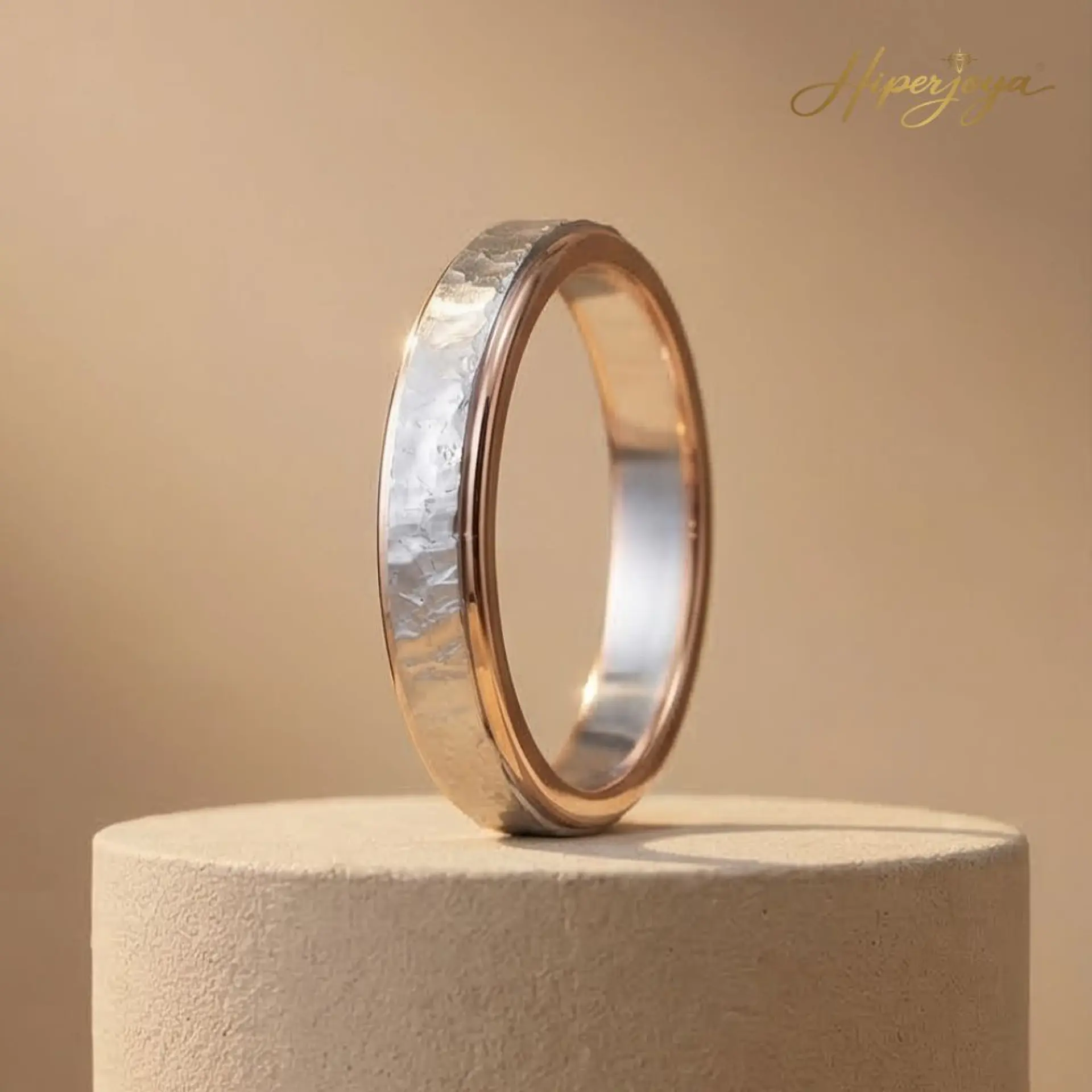 Alianza de oro blanco y rosa 18k  3