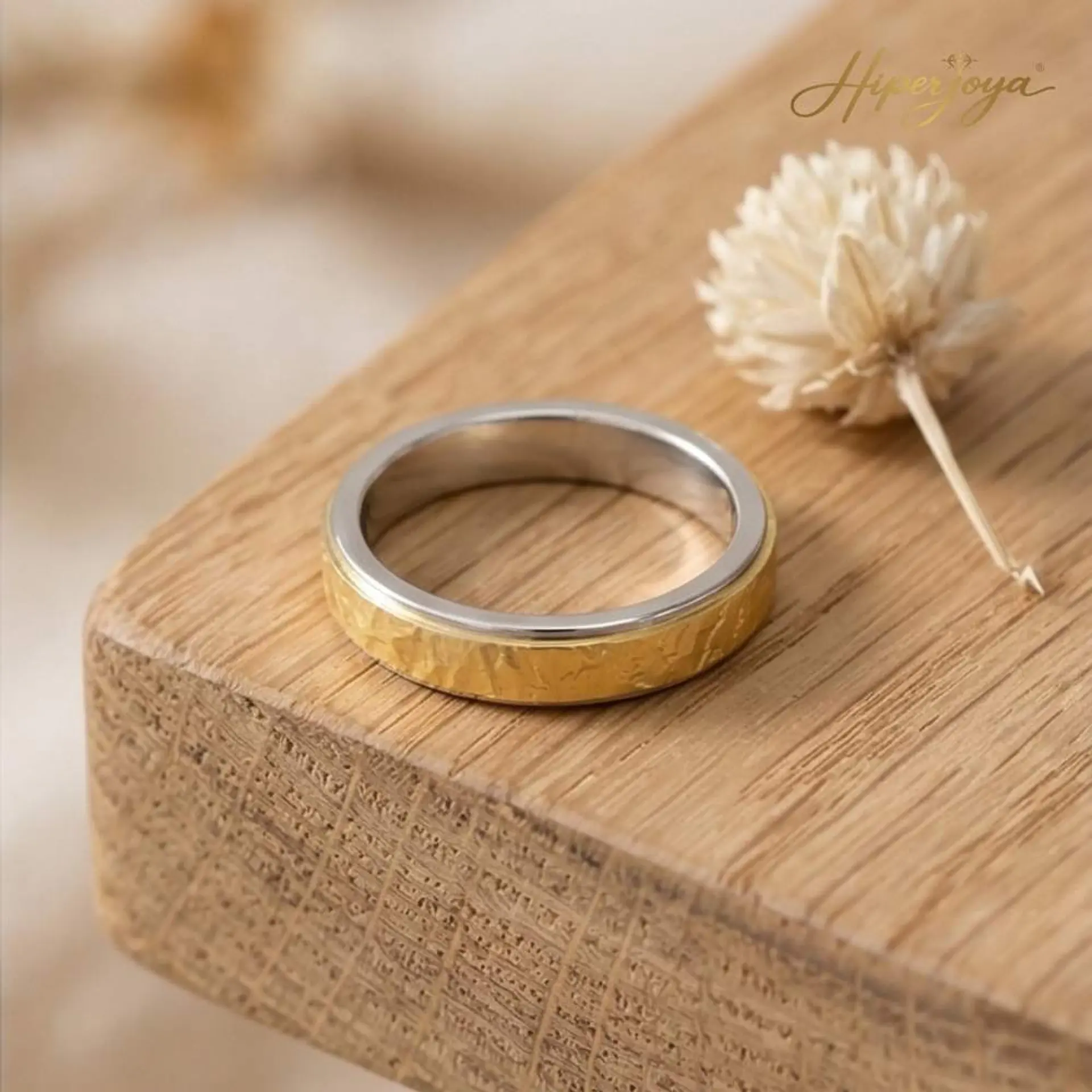 Alianza de oro bicolor 18k 4