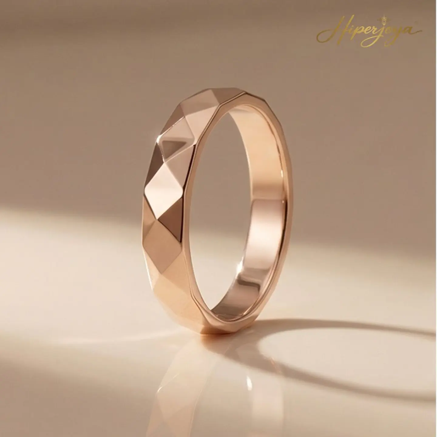 Alianza tallada de oro rosa 18k 4