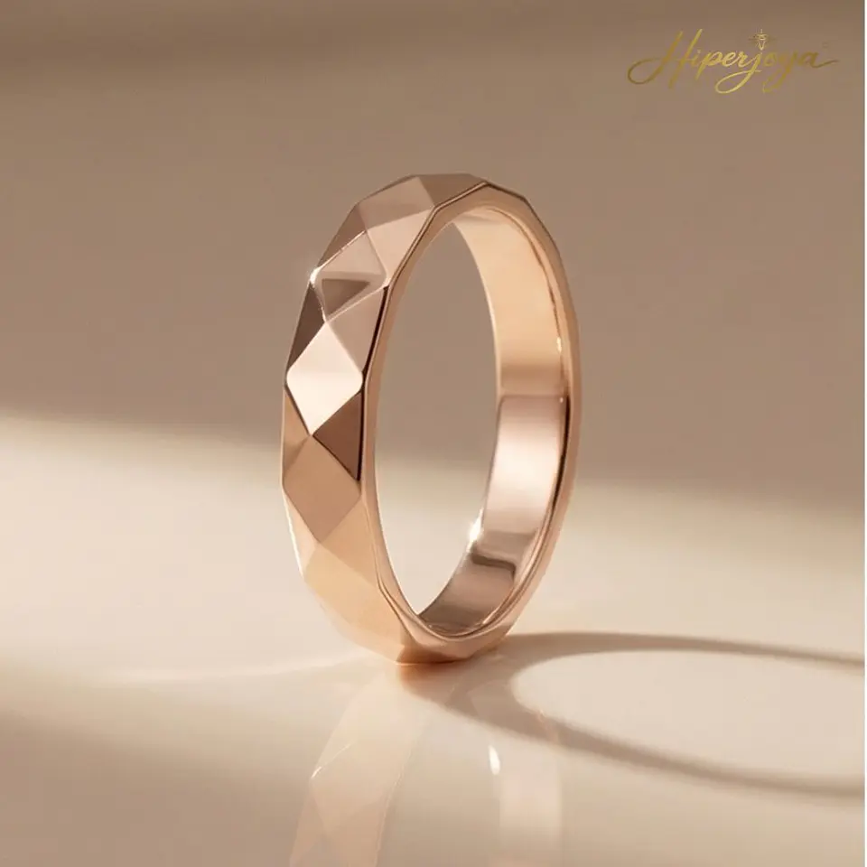 Alianza tallada de oro rosa 18k 4