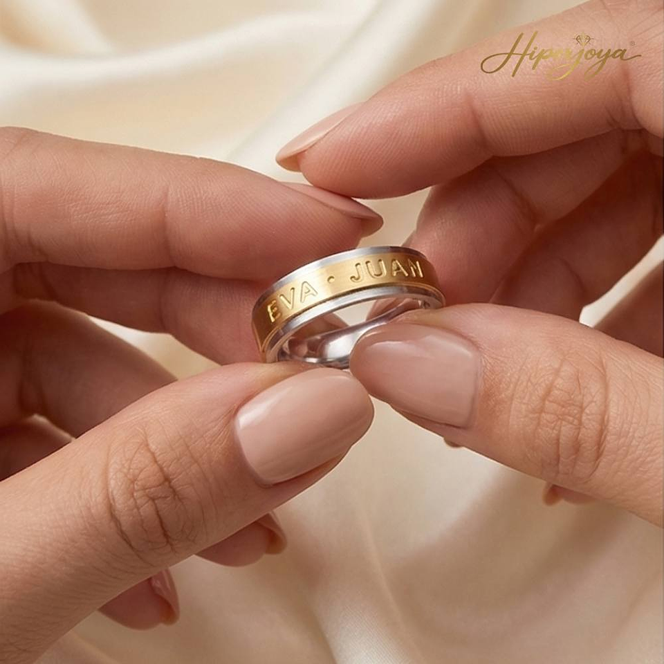 Alianza de oro bicolor con nombres  11