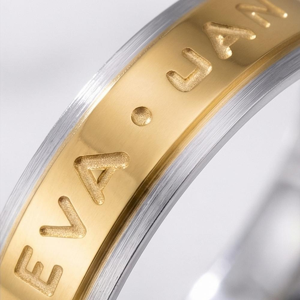 Alianza de oro bicolor con nombres  12