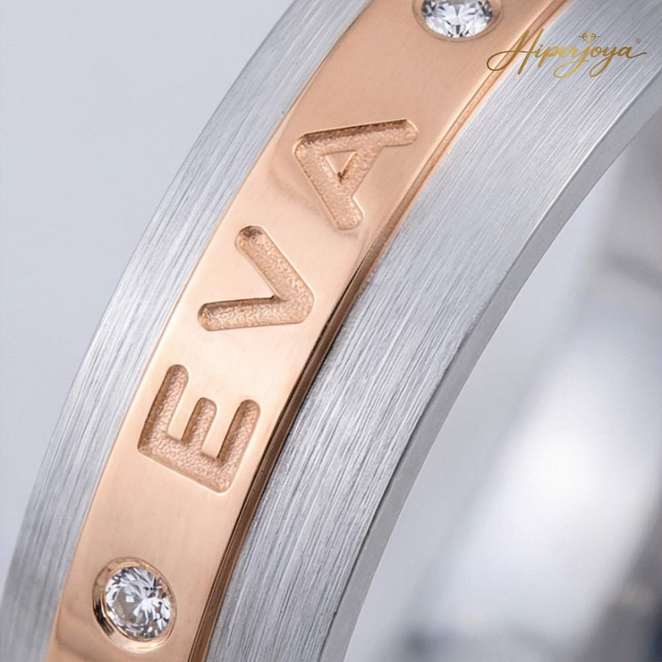 Alianza oro bicolor 18k nombre 6