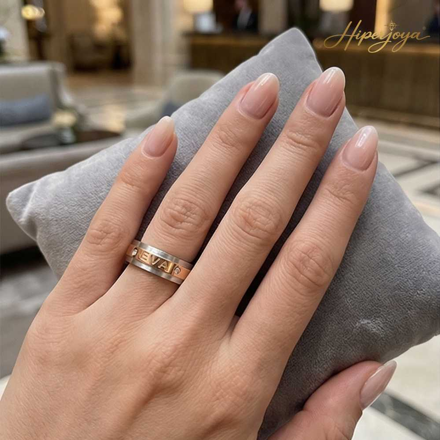 Alianza oro bicolor 18k nombre 7