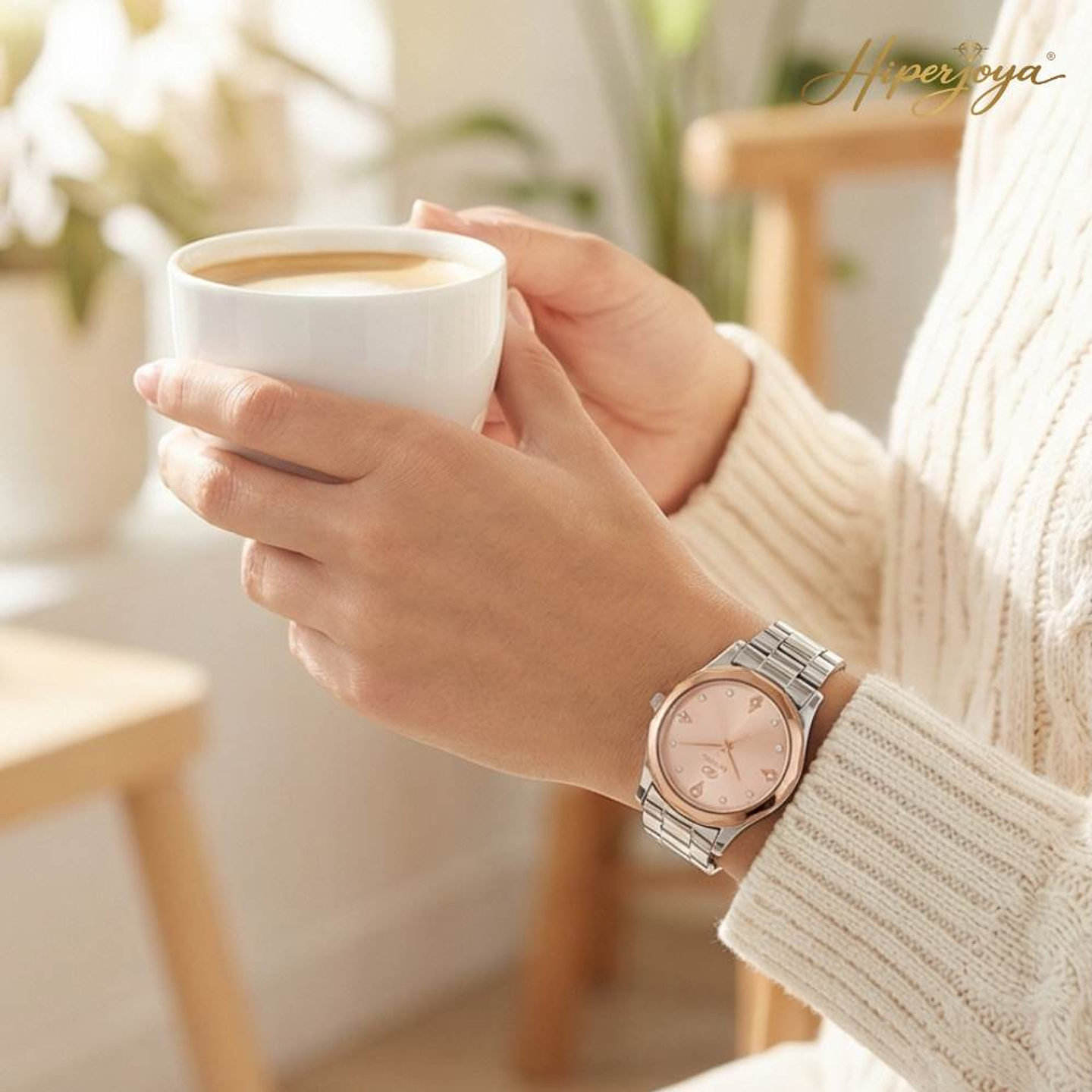 Reloj plateado con rose gold 2