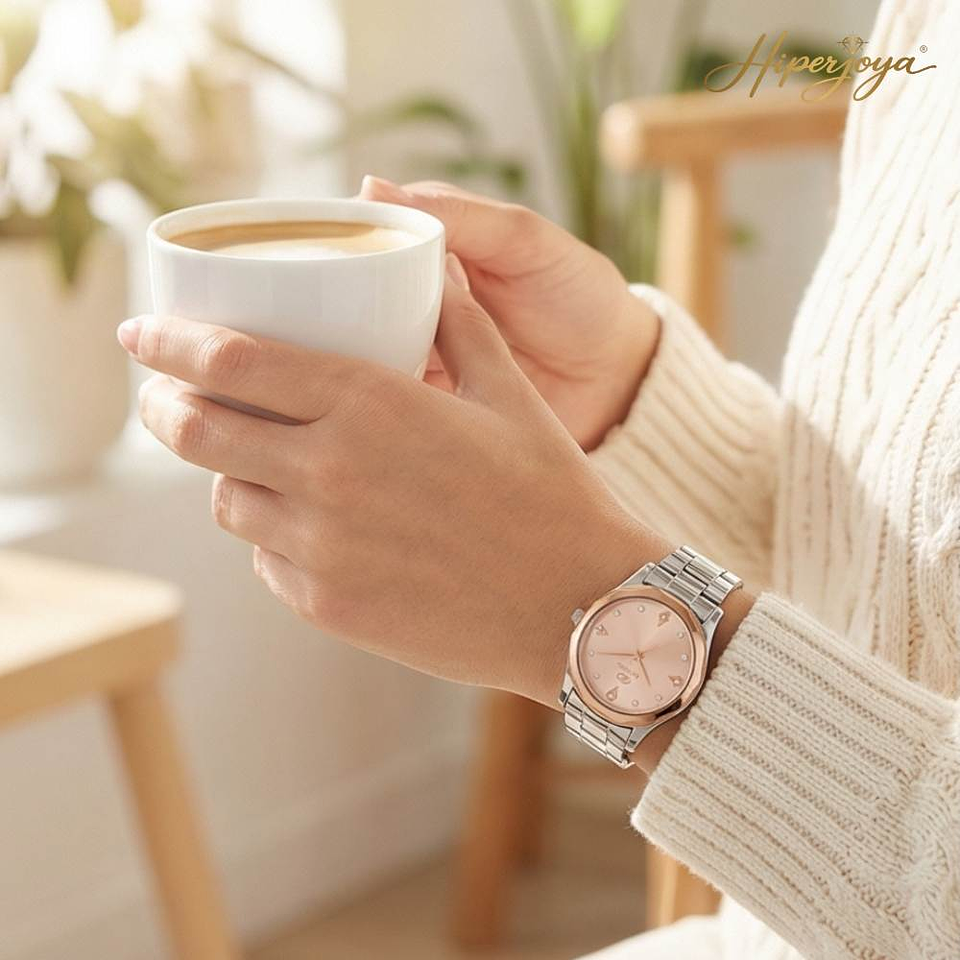 Reloj plateado con rose gold 2