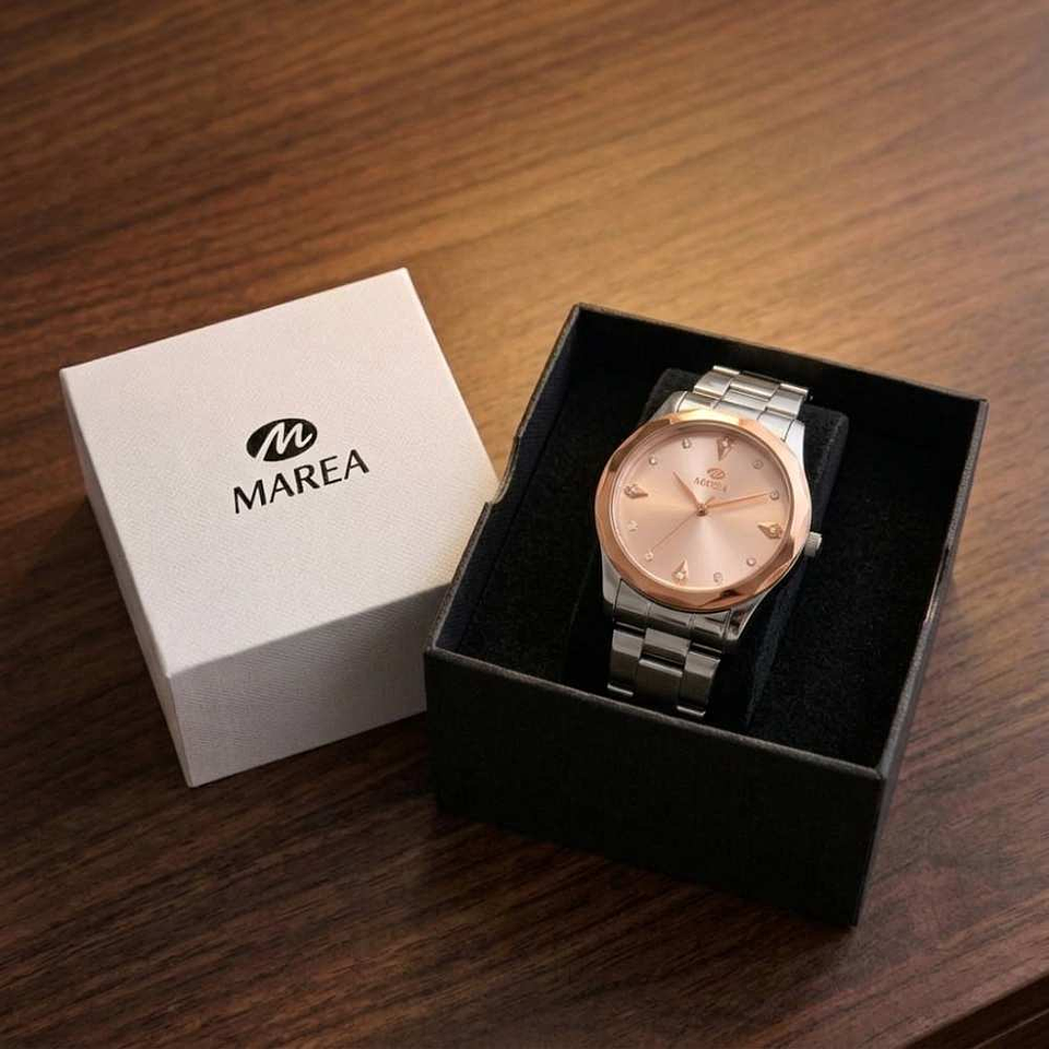 Reloj plateado con rose gold 6