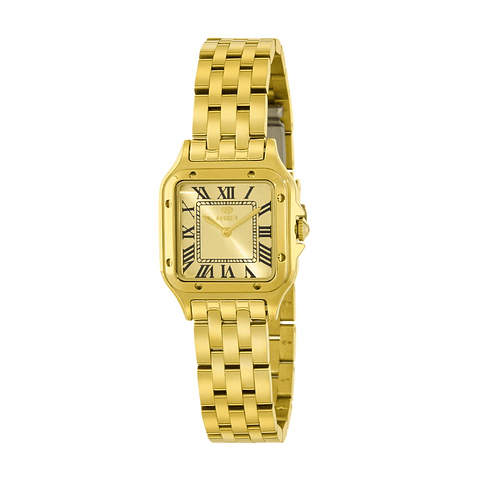 Reloj para mujer dorado clásico con detalles negros 