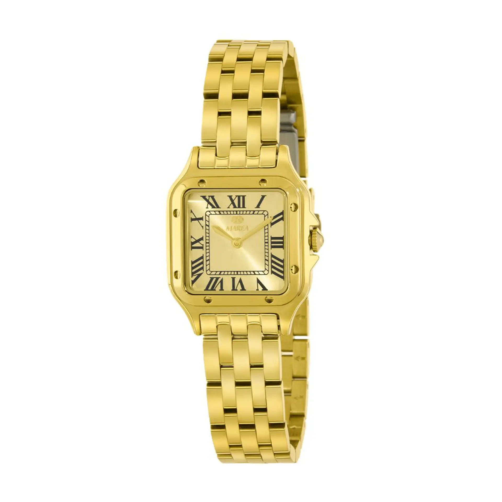 Reloj para mujer dorado clásico con detalles negros  1