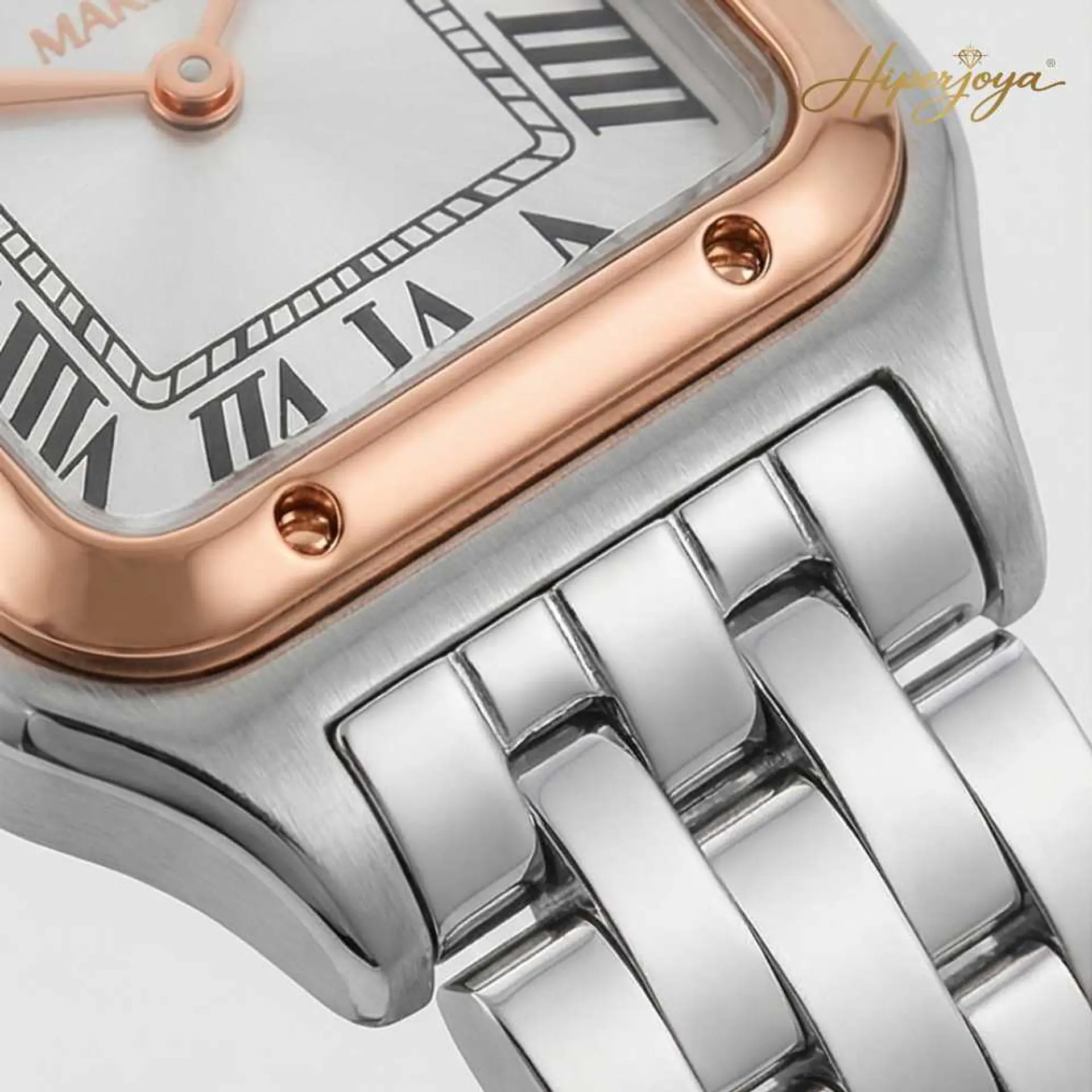 Reloj plateado clásico con detalles en rose gold  3