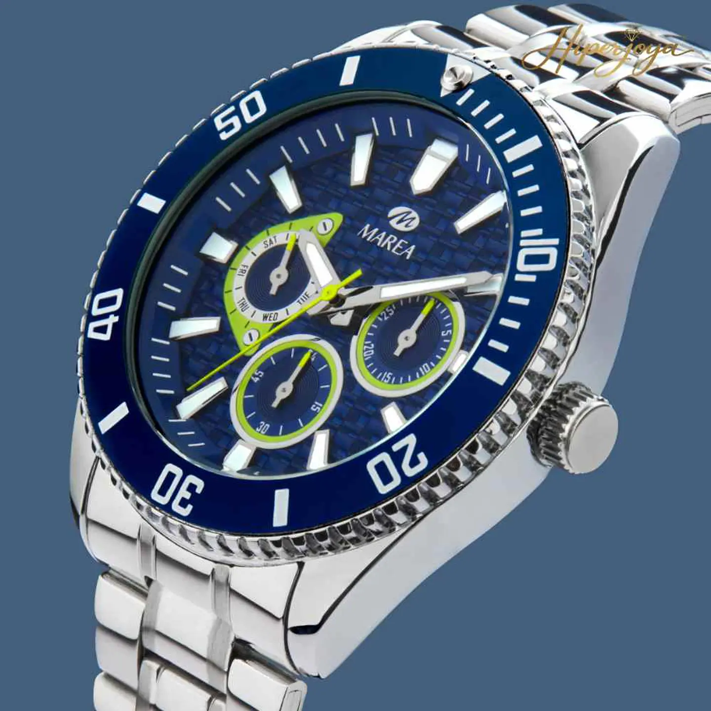 Reloj de acero multifunción azul  4