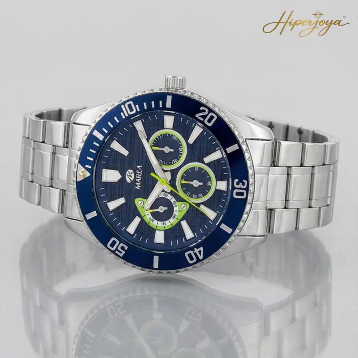 Reloj de acero multifunción azul  5