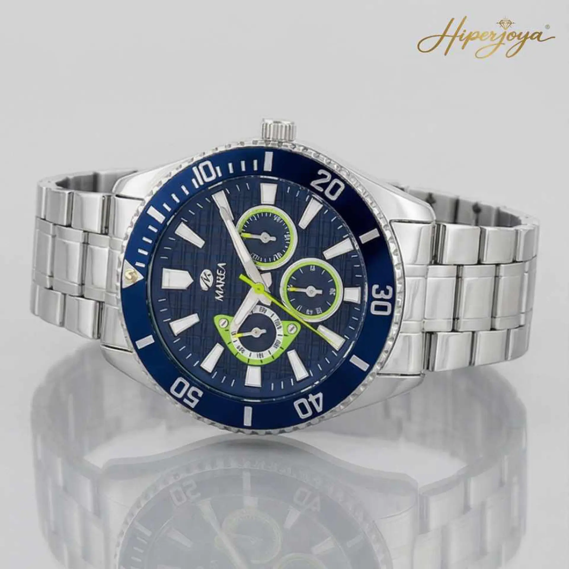 Reloj de acero multifunción azul  5