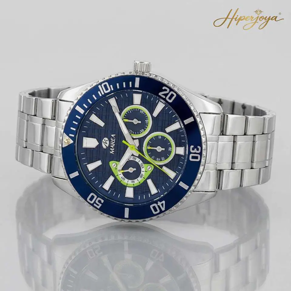 Reloj de acero multifunción azul  5