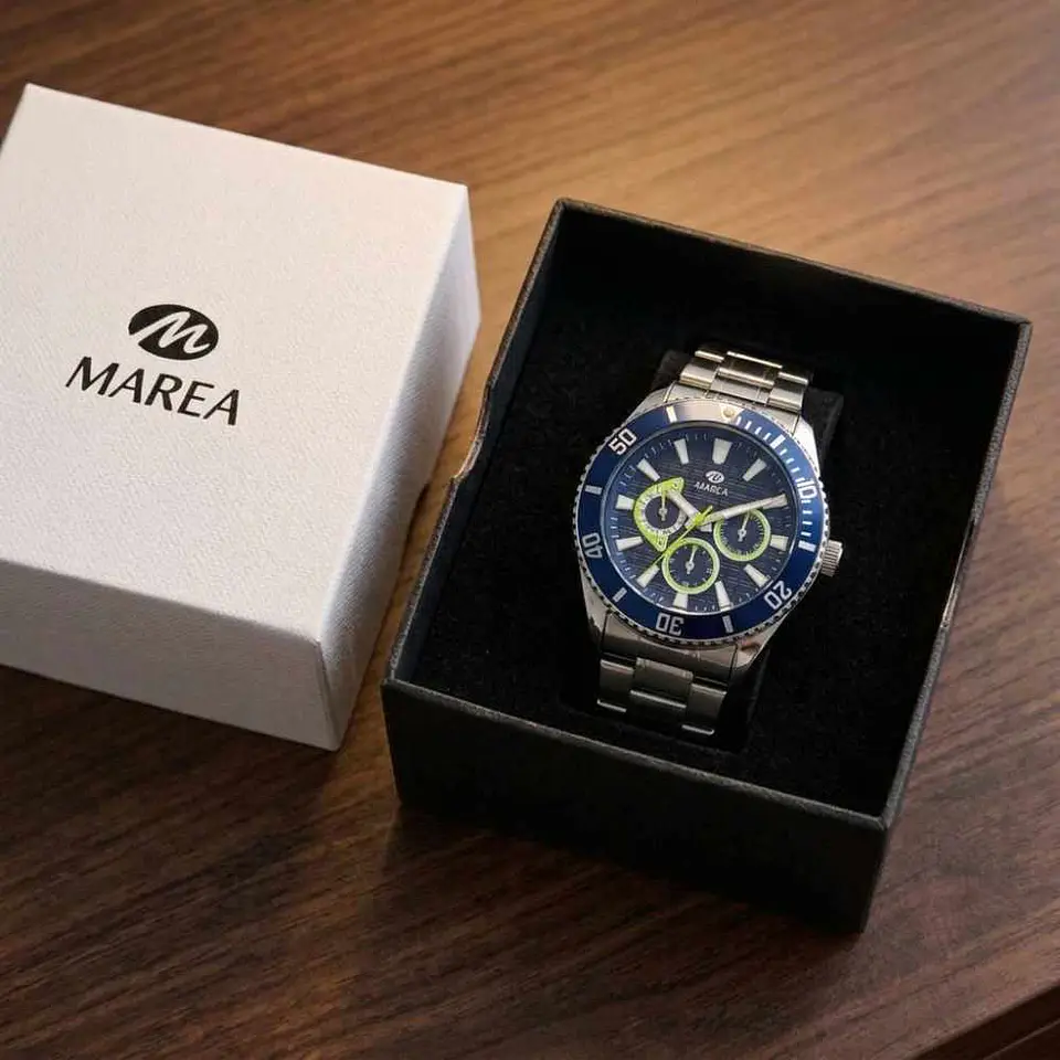 Reloj de acero multifunción azul  6