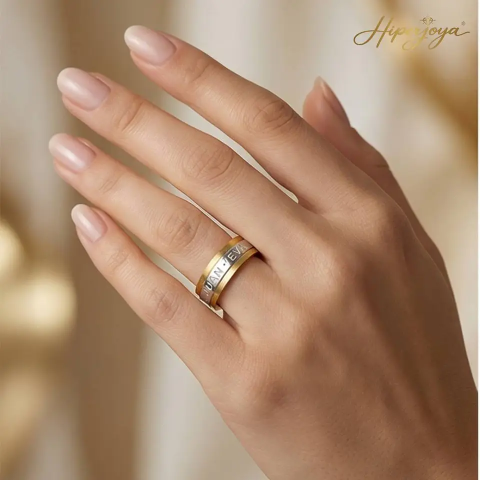 Alianza de oro 18k bicolor con nombre 2