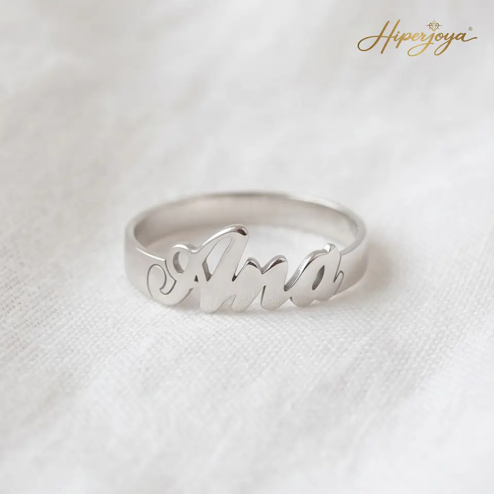 Anillo personalizado con nombre plata 5