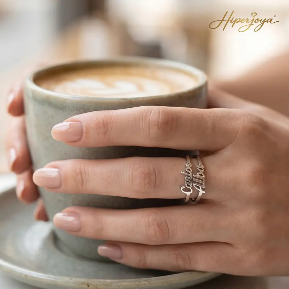 Anillo personalizado nombres en pareja plata 2