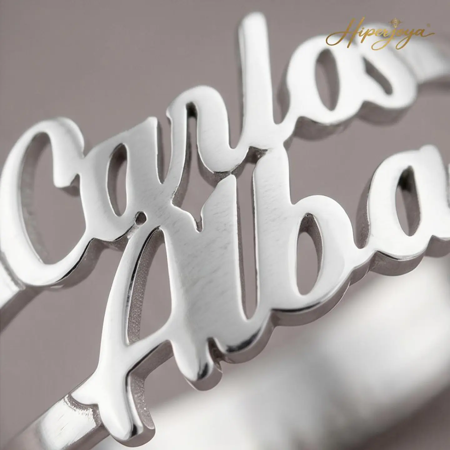 Anillo personalizado nombres en pareja plata 3