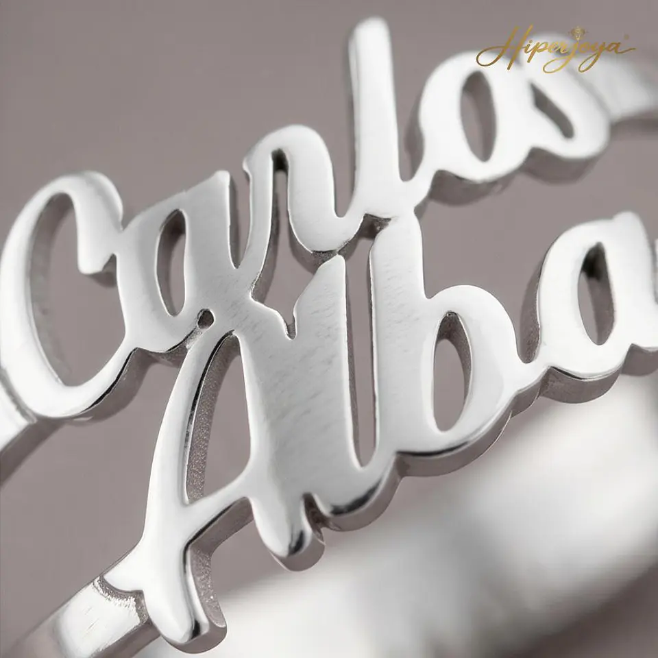 Anillo personalizado nombres en pareja plata 3