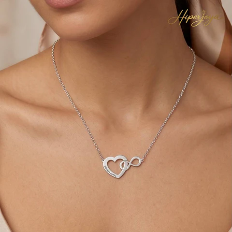 Colgante personalizado corazón infinito plata