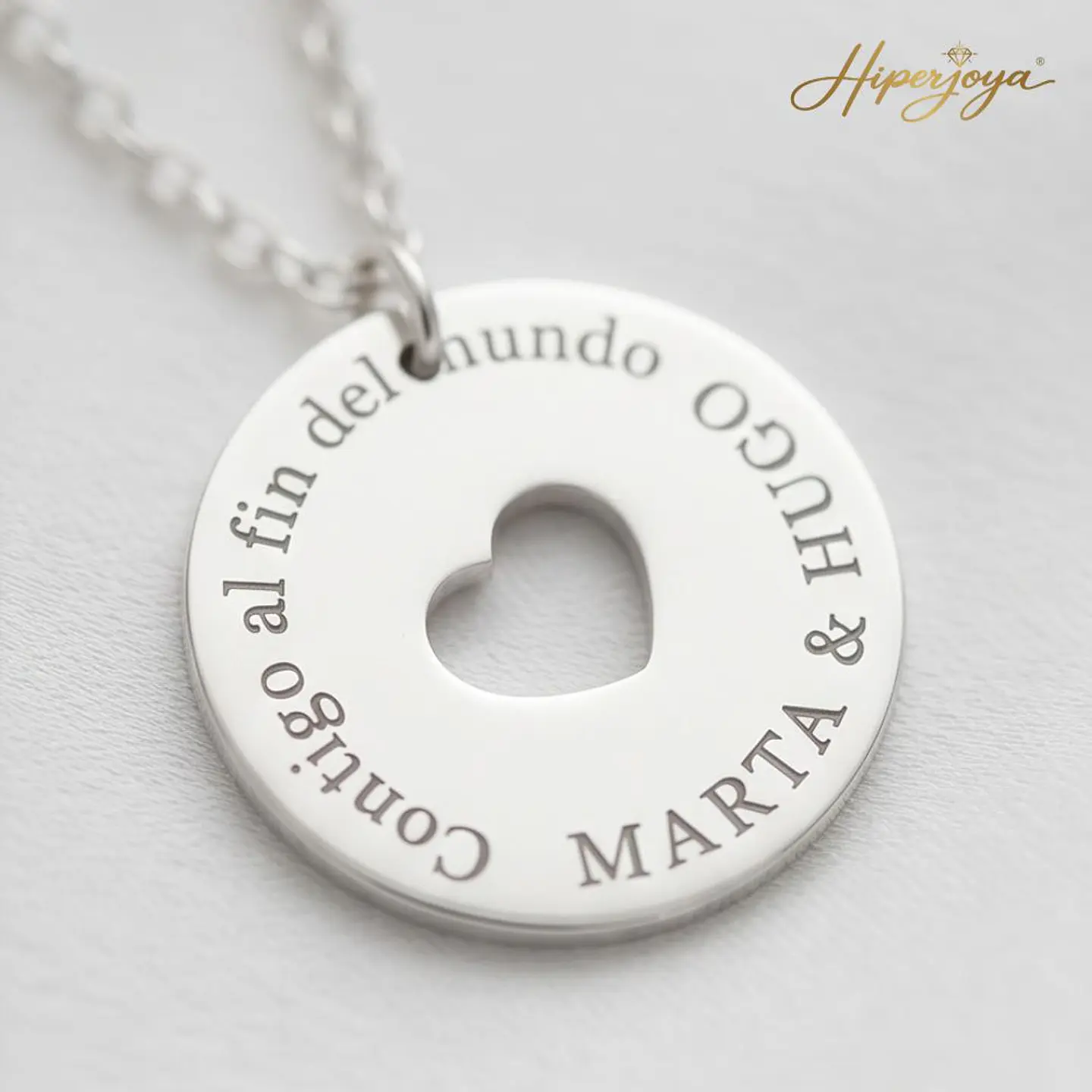 Colgante personalizado nombres y mensaje plata 3
