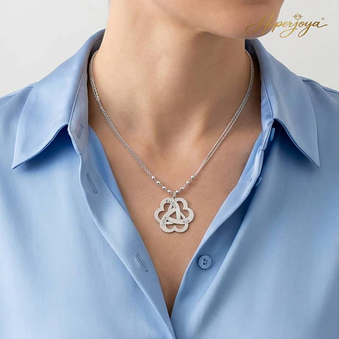 Colgante corazones enlazados plata