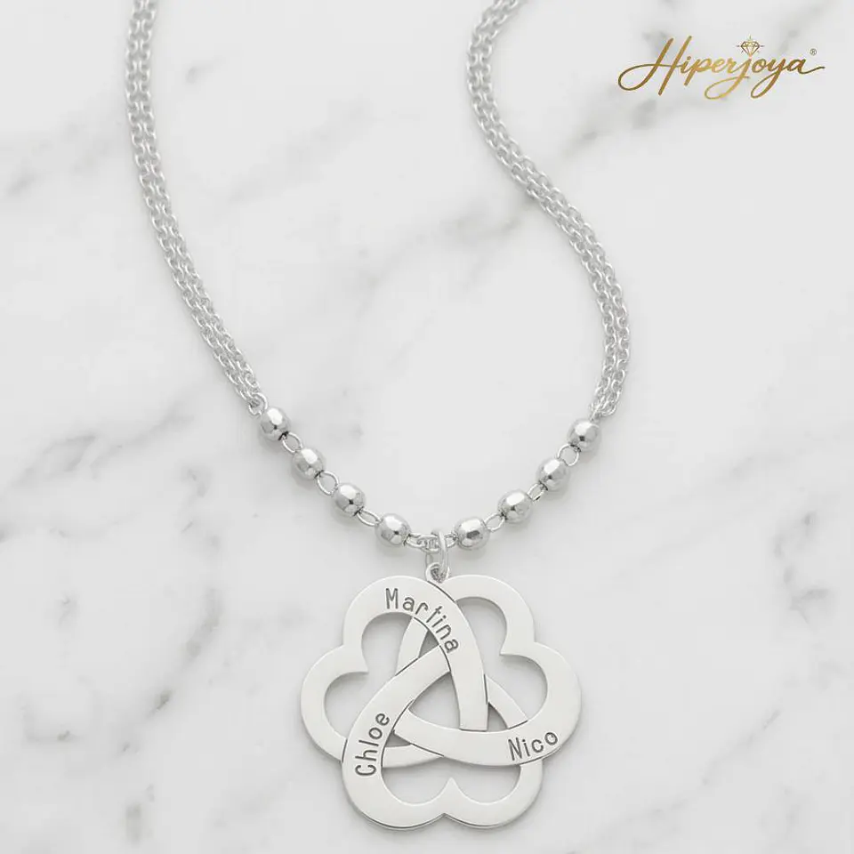 Colgante corazones enlazados plata 3