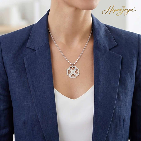 Colgante nombres corazones enlazados plata