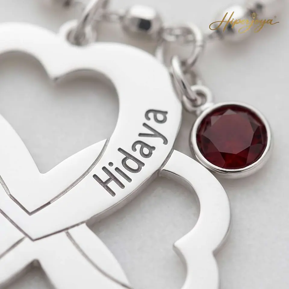 Colgante nombres corazones enlazados plata 5