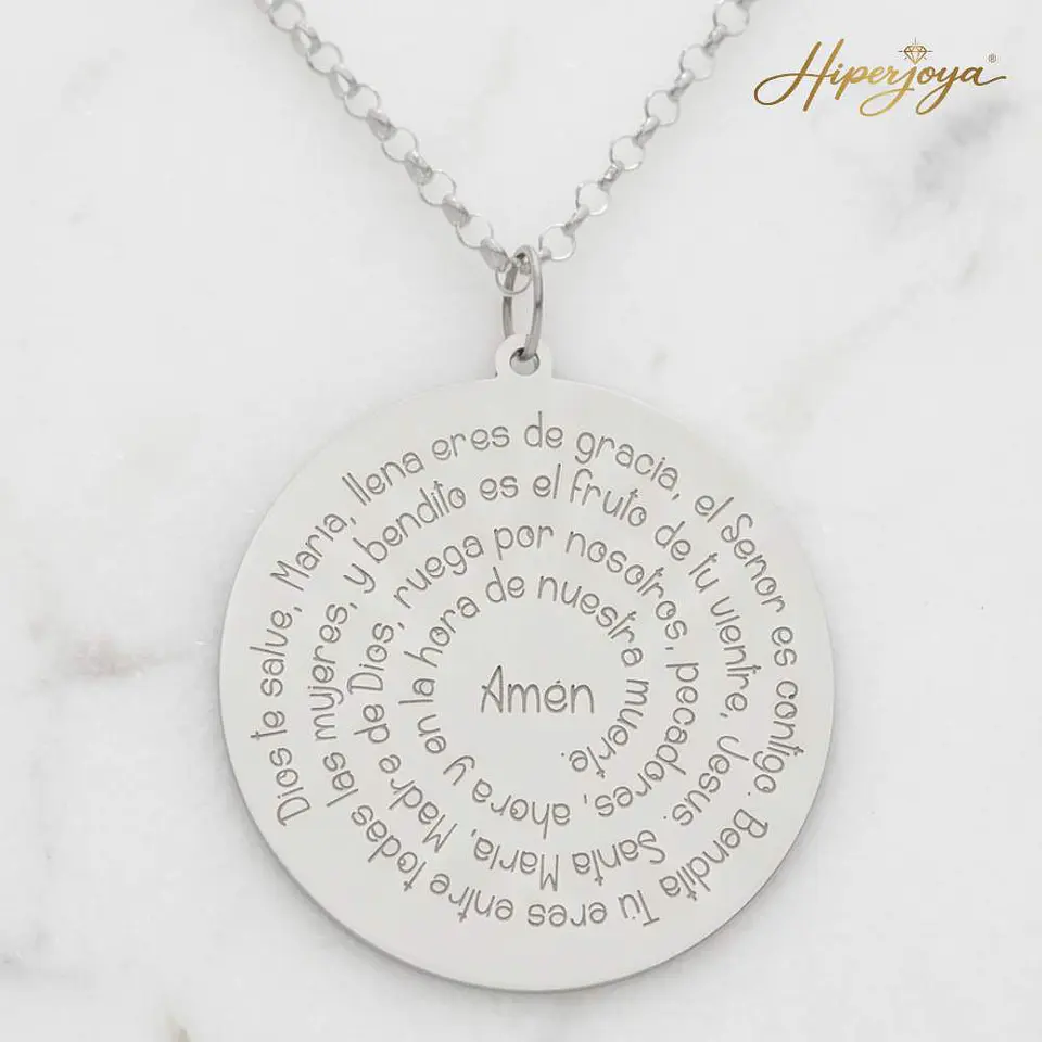 Colgante Dios te salve María plata 3