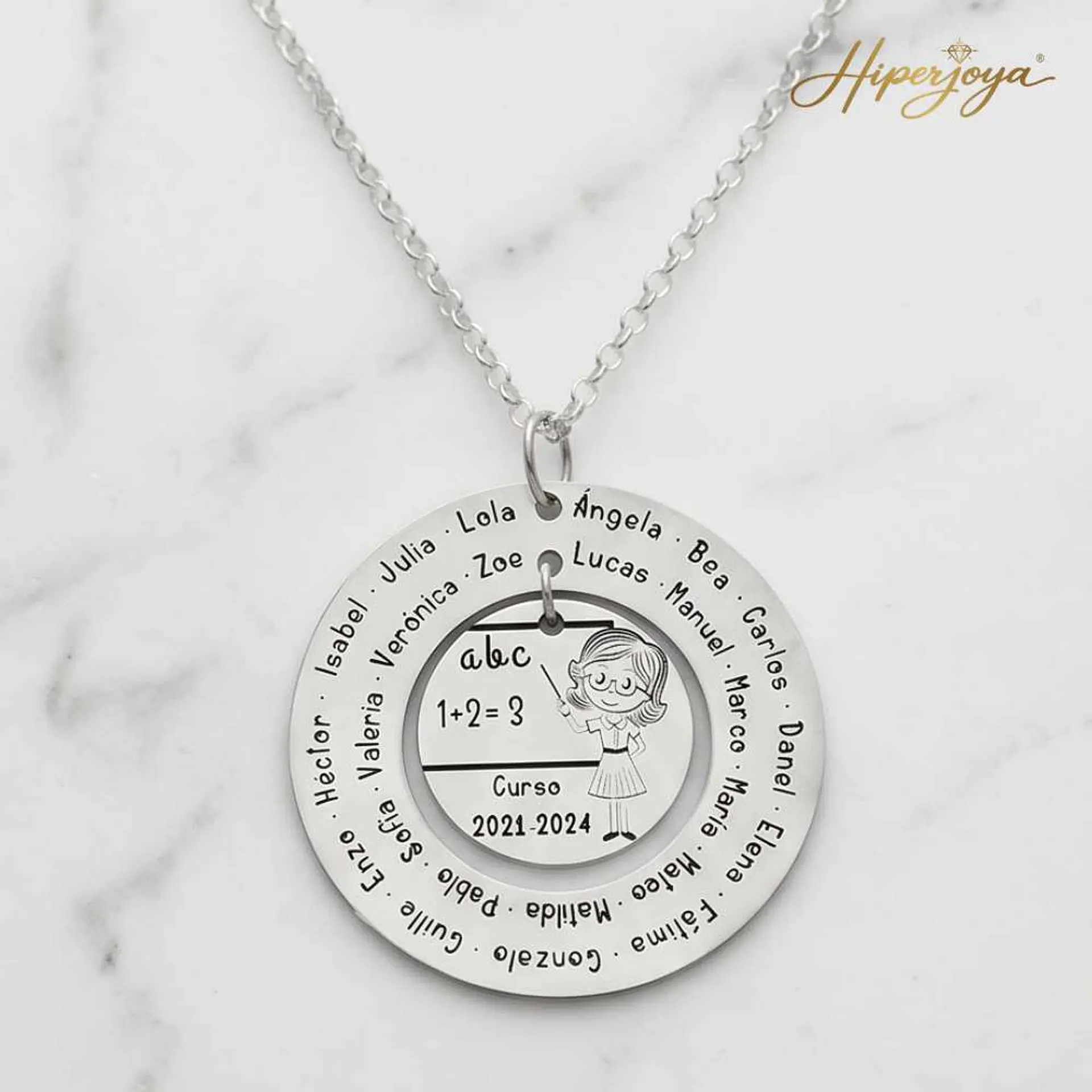 Colgante personalizado maestra plata  5