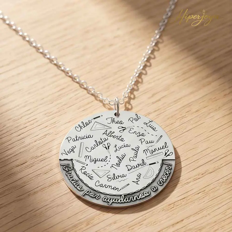 Colgante personalizado nombres y leyenda plata 3