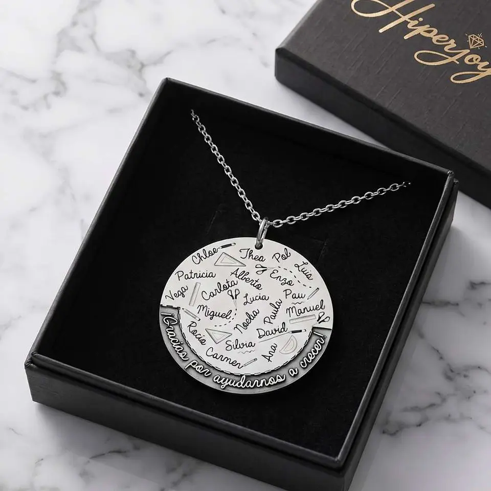 Colgante personalizado nombres y leyenda plata 6