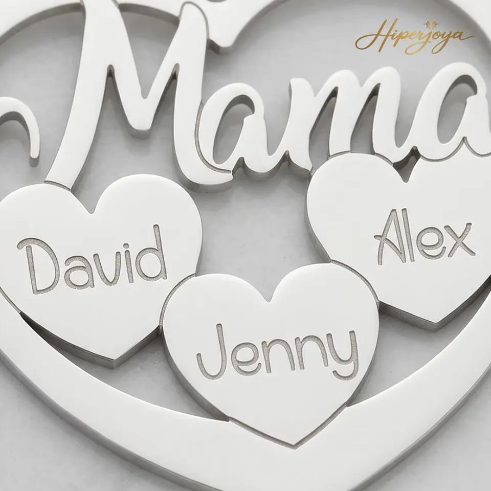 Colgante personalizado mamá y nombres de hijos plata 3