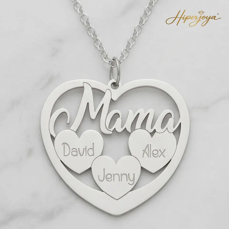 Colgante personalizado mamá y nombres de hijos plata 4